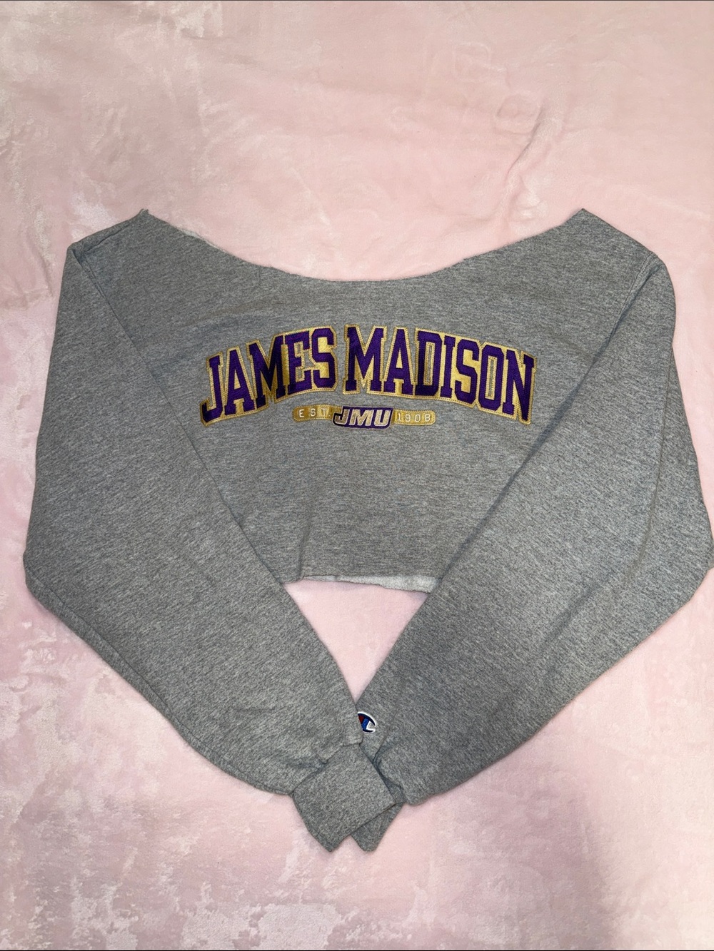 Cropped JMU off the shoulder sweatshirt